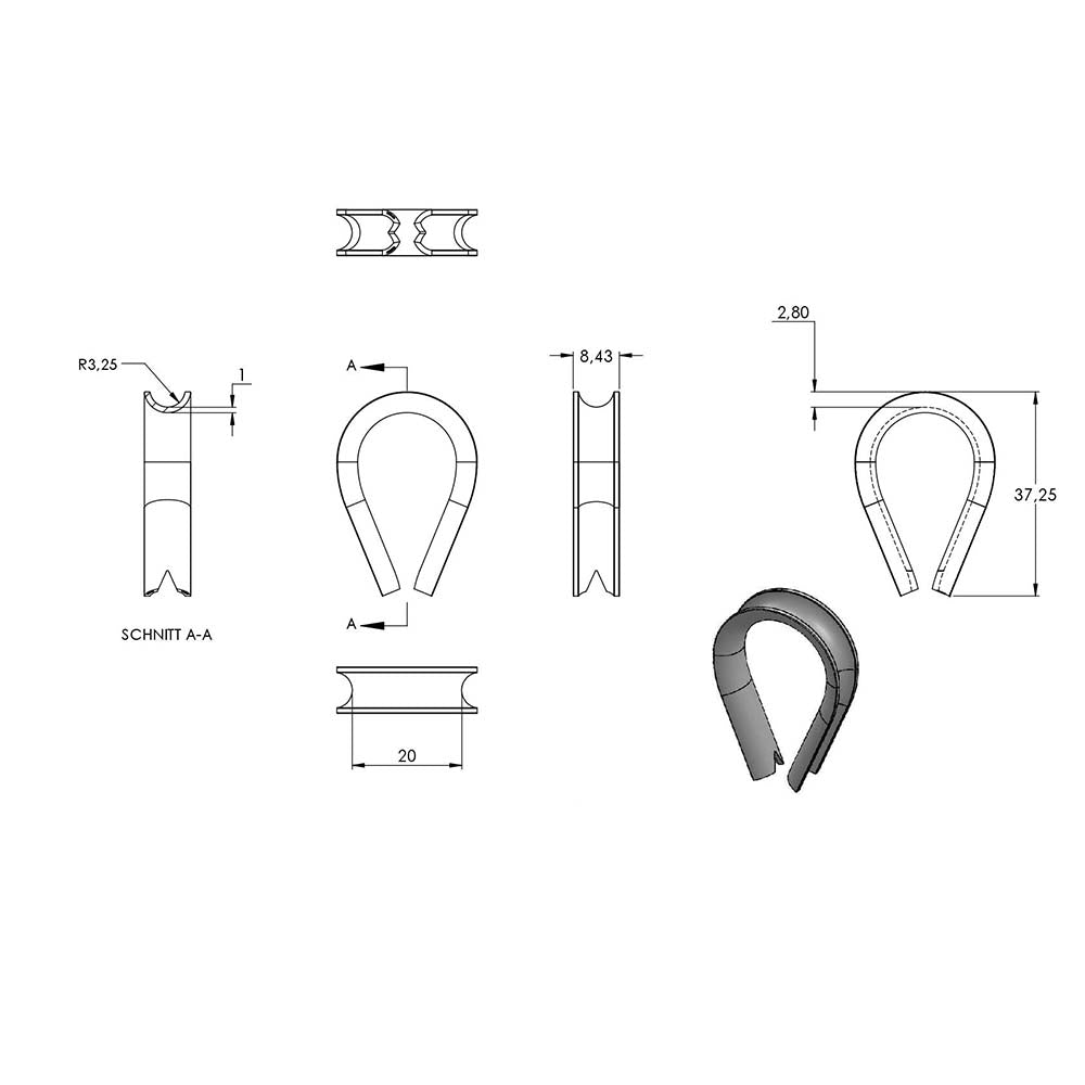 Kauschen, für ø 6mm Seil