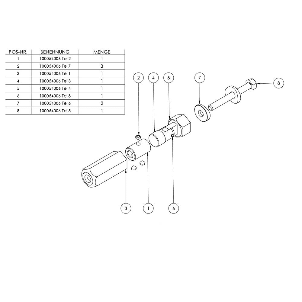 Gewindeterminal zur Selbstmontage mit Gelenk, für Pfosten ø 42,4 mm und ø 6mm Seil