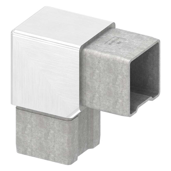 V2A 90° Ecke zum Stecken, für Rohr 40 x 40 x 2,0mm