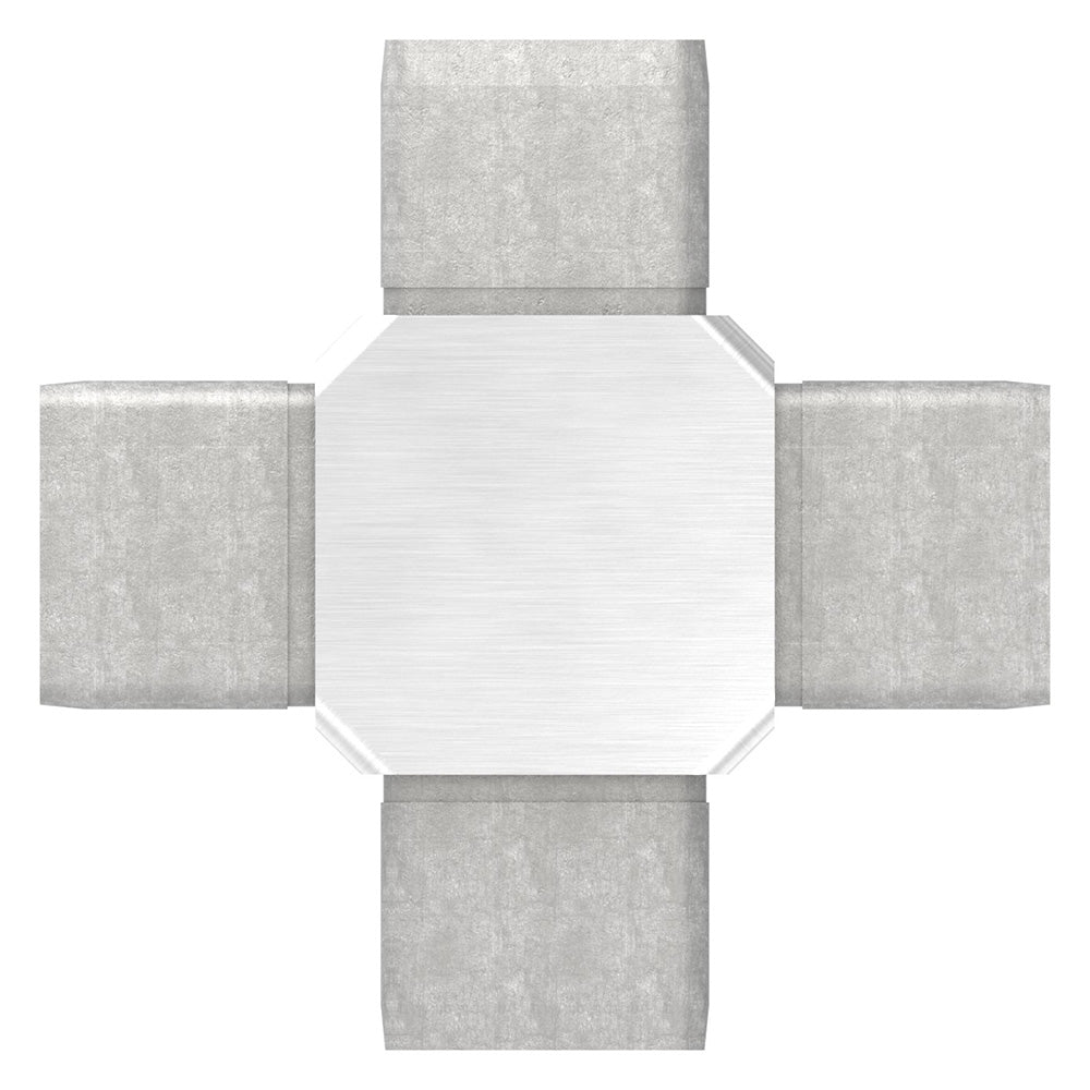 Kreuzstück, mit 4 gleichen Abgängen, zum Stecken, für Rohr 40 x 40 x 2,0mm