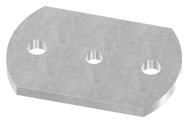 Ankerplatte 120 x 80mm, Stärke 8mm, mit zwei ø 14mm Rundlöcher und ø 12,5mm Mittelbohrung, Stahl roh