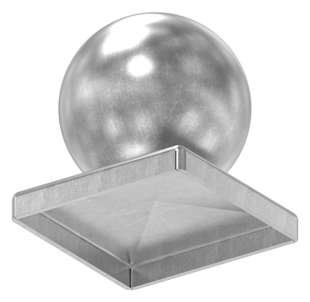 Pyramidenkappe mit Hohlkugel ø 60mm, für Quadratrohr 60 x 60mm, Stahl roh