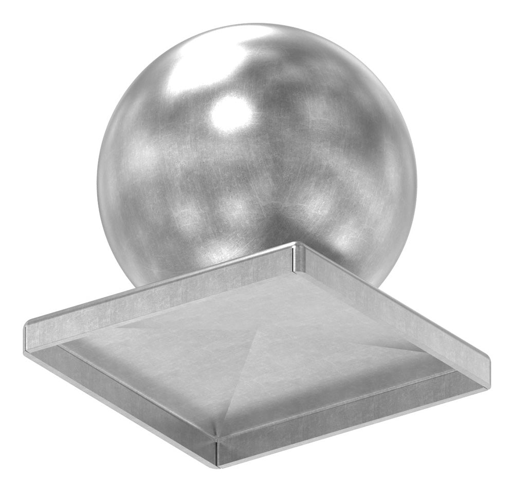 Pyramidenkappe mit Hohlkugel ø 80mm, für Quadratrohr 80 x 80mm, Stahl roh