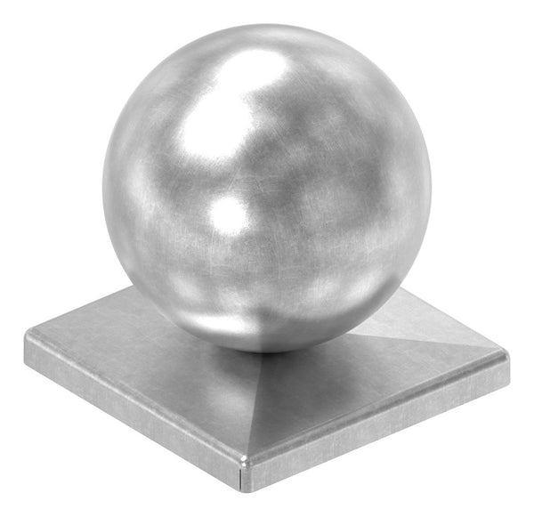 Pyramidenkappe mit Hohlkugel ø 80mm, für Quadratrohr 80 x 80mm, Stahl roh