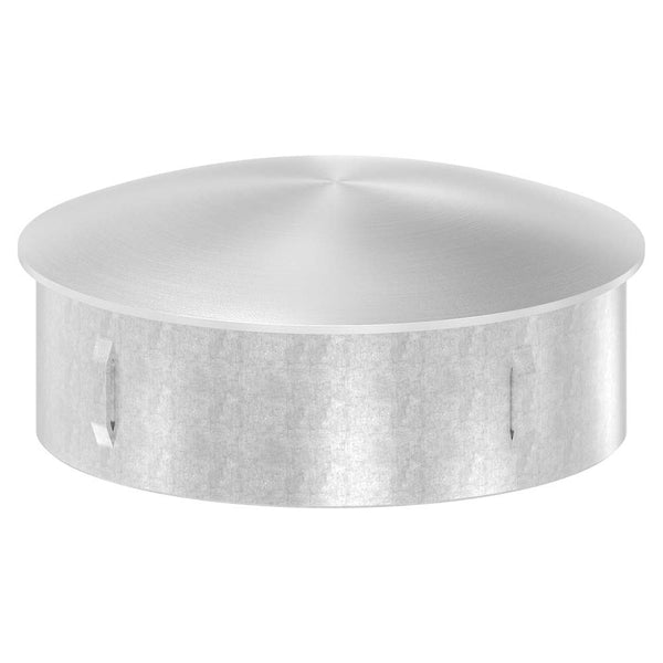 V2A Einschlagstopfen leicht gewölbt, hohl mit Nasen, für Rohr ø 101,6 x 2,0 - 2,5mm
