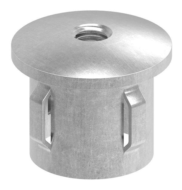 Stahleinschlagstopfen für Rohr ø 33,7mm, mit Wandstärke 1,8-2,2mm, leicht gewölbt, mit Gewinde M8