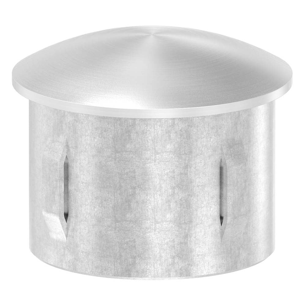 V2A Einschlagstopfen leicht gewölbt, hohl mit Nasen, für Rohr ø 42,4 x 2,0 - 2,5mm