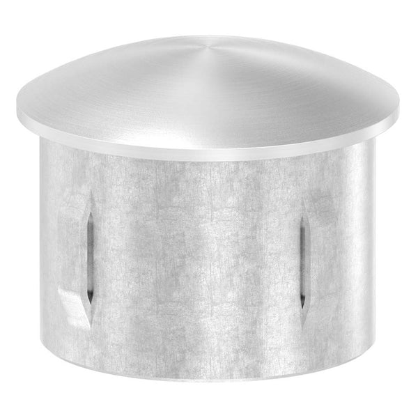 V2A Einschlagstopfen leicht gewölbt, hohl mit Nasen, für Rohr ø 42,4 x 2,0 - 2,5mm