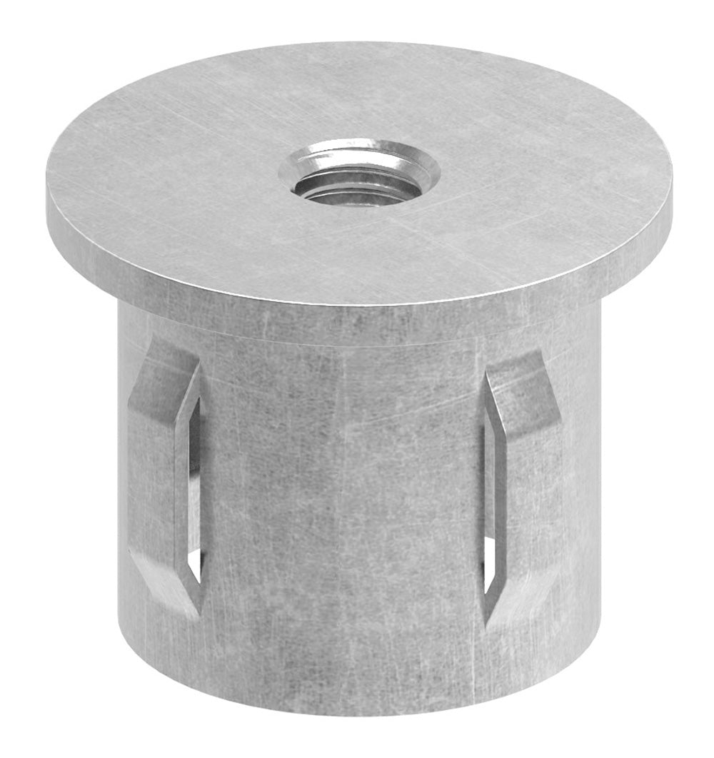 Stahleinschlagstopfen für Rohr ø 33,7mm, mit Wandstärke 2,5-2,9mm, flach, mit Gewinde M8