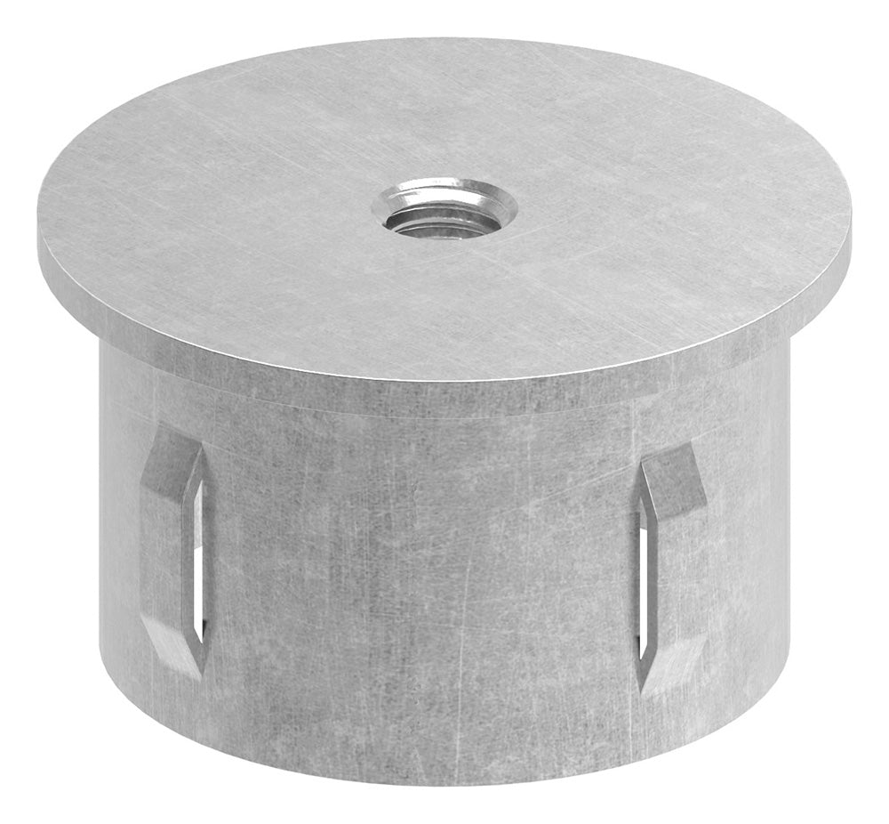Stahleinschlagstopfen für Rohr ø 48,3mm, mit Wandstärke 2,5-2,9mm, flach, mit Gewinde M8