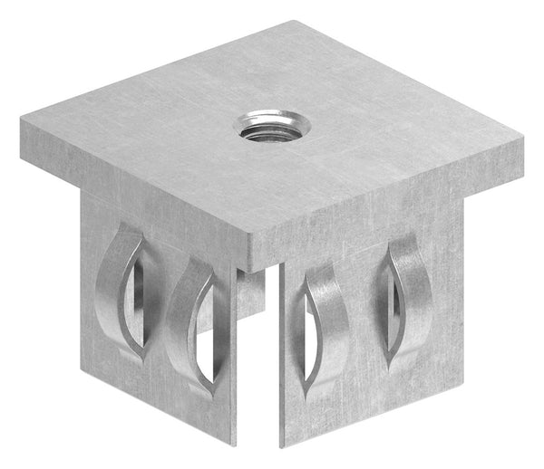 Stahleinschlagstopfen für Quadratrohr  40 x 40mm, mit Wandstärke 2,0-3,0mm, flach, mit Gewinde M8 für Quadratrohr