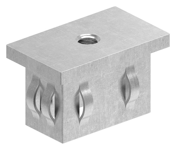 Stahleinschlagstopfen für Quadratrohr  50 x 30mm, mit Wandstärke 2,0-3,0mm, flach, mit Gewinde M8 für Rechteckrohr