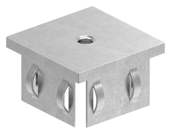 Stahleinschlagstopfen für Quadratrohr  50 x 50mm, mit Wandstärke 2,0-3,0mm, flach, mit Gewinde M8 für Quadratrohr