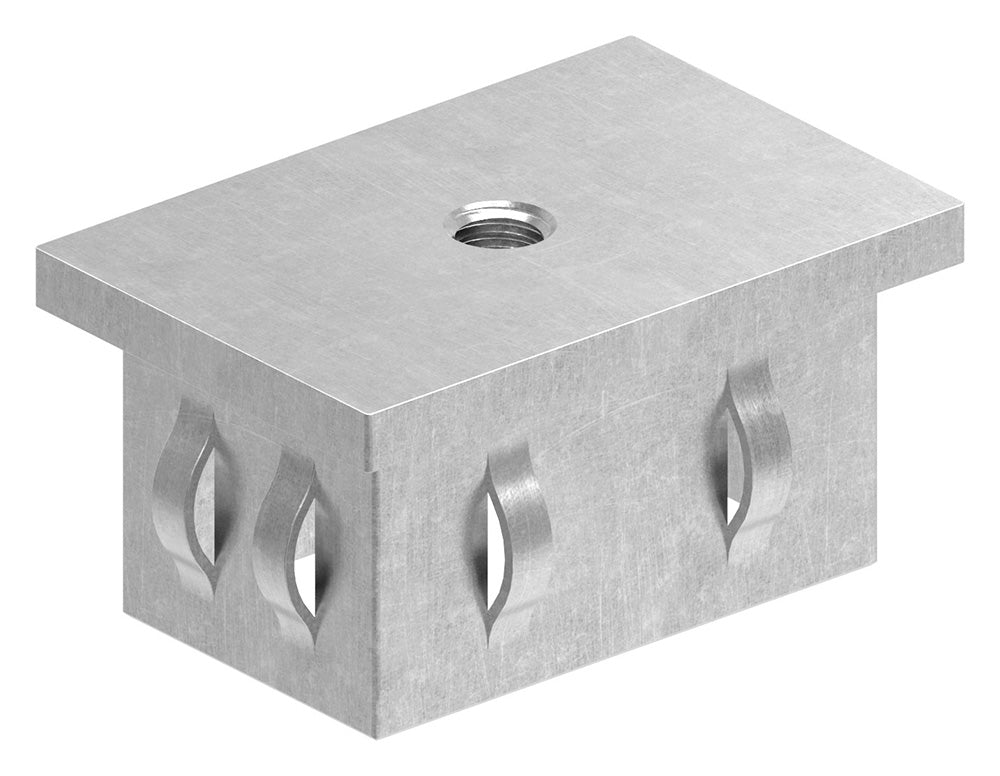 Stahleinschlagstopfen für Quadratrohr  60 x 40mm, mit Wandstärke 2,0-3,0mm, flach, mit Gewinde M8 für Rechteckrohr