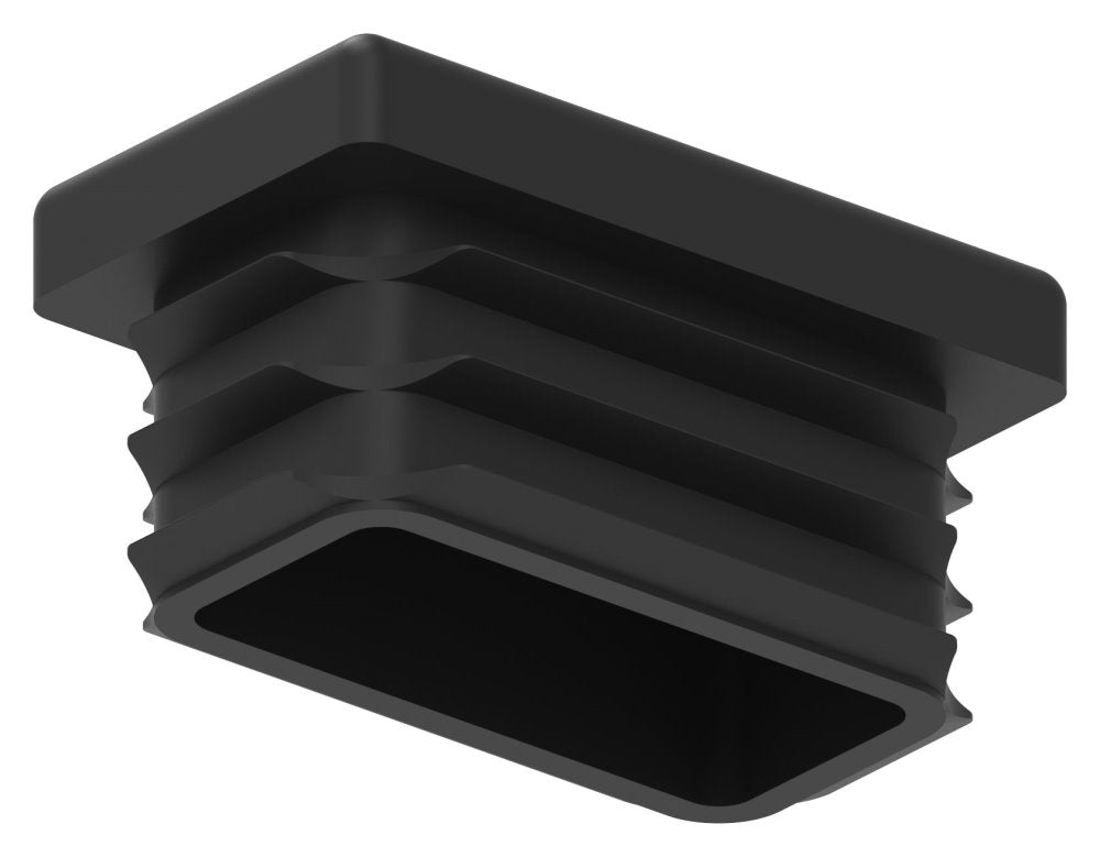 Kunststoff Einsteckkappe für Rechteckrohre 35 x 20mm mit Wandstärke 1,5-2,0mm, in Schwarz