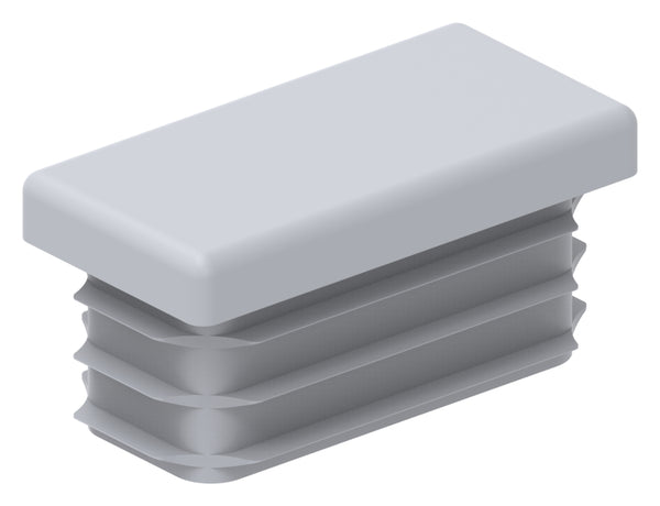 Kunststoff Einsteckkappe für Rechteckrohre 40 x 20mm mit Wandstärke 1,0-3,0mm, in Grau