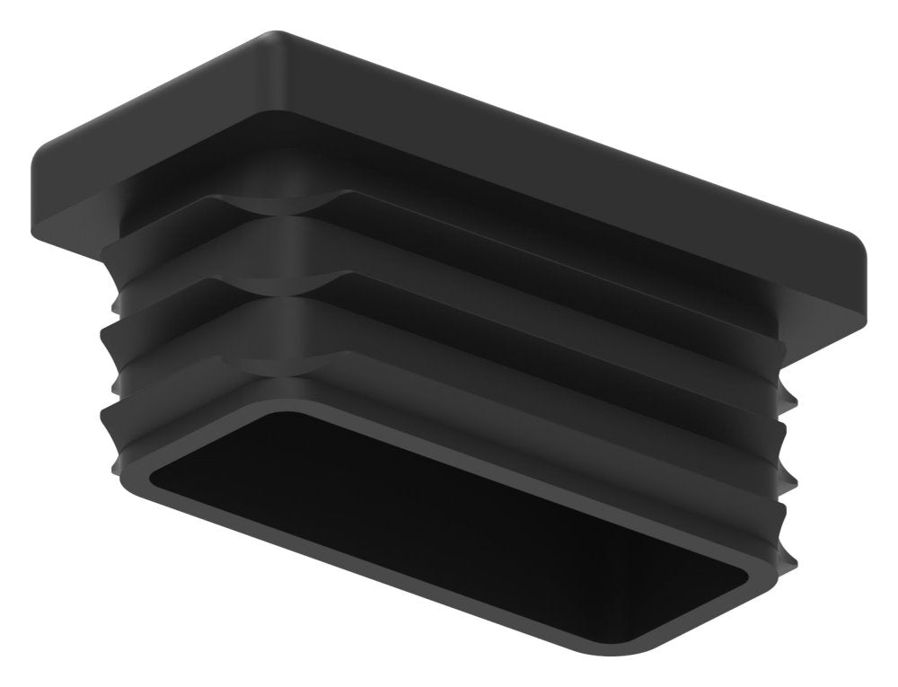 Kunststoff Einsteckkappe für Rechteckrohre 40 x 20mm mit Wandstärke 1,5-2,0mm, in Schwarz