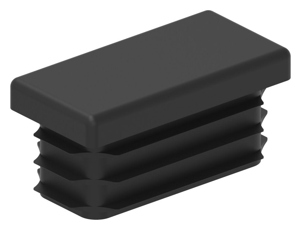 Kunststoff Einsteckkappe für Rechteckrohre 40 x 20mm mit Wandstärke 1,5-2,0mm, in Schwarz