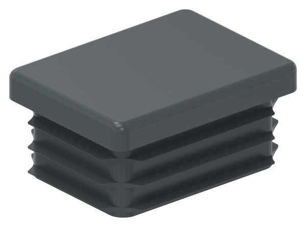 Kunststoff Einsteckkappe für Rechteckrohre 40 x 30mm mit Wandstärke 1,0-3,0mm, in Anthrazitgrau