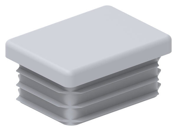 Kunststoff Einsteckkappe für Rechteckrohre 40 x 30mm mit Wandstärke 1,0-3,0mm, in Grau