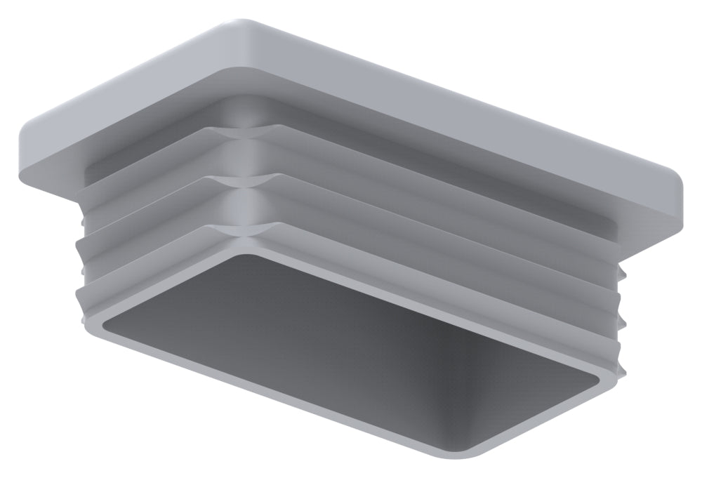 Kunststoff Einsteckkappe für Rechteckrohre 50 x 30mm mit Wandstärke 3,0mm, in Grau