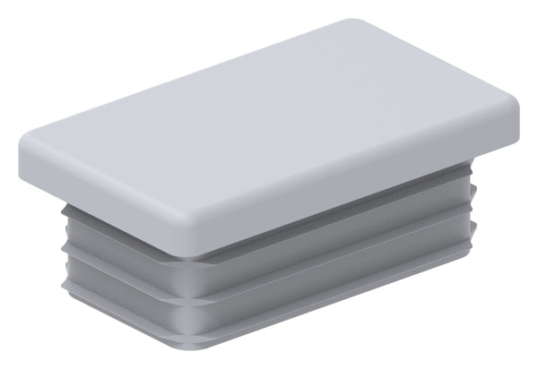 Kunststoff Einsteckkappe für Rechteckrohre 50 x 30mm mit Wandstärke 3,0mm, in Grau