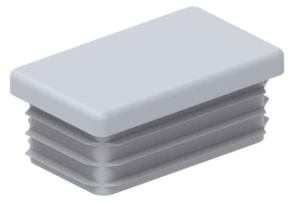 Kunststoff Einsteckkappe für Rechteckrohre 50 x 30mm mit Wandstärke 1,5-2,0mm, in Grau
