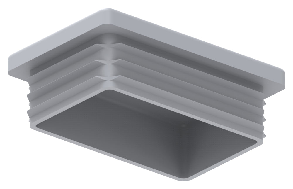 Kunststoff Einsteckkappe für Rechteckrohre 60 x 40mm mit Wandstärke 3,0mm, in Grau