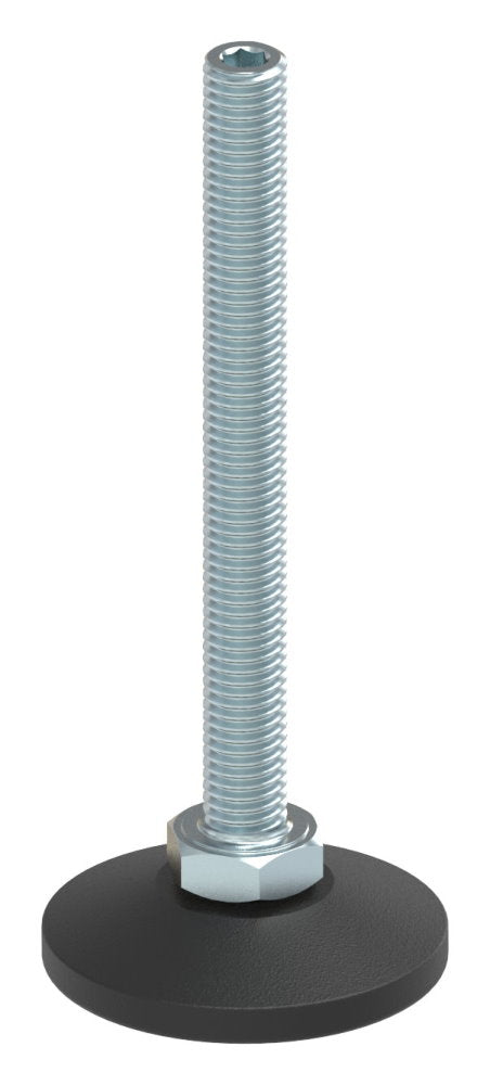 Stellfuß aus Kunststoff, M10 x 100, mit Justierschraube, mit Fuß ø 48mm