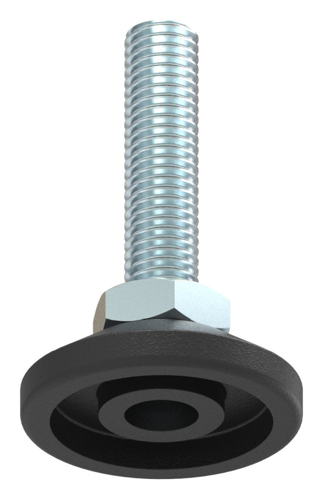 Stellfuß aus Kunststoff, M10 x 40, mit Justierschraube, mit Fuß ø 38mm
