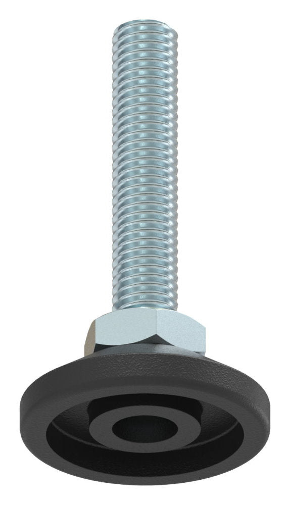 Stellfuß aus Kunststoff, M10 x 50, mit Justierschraube, mit Fuß ø 38mm