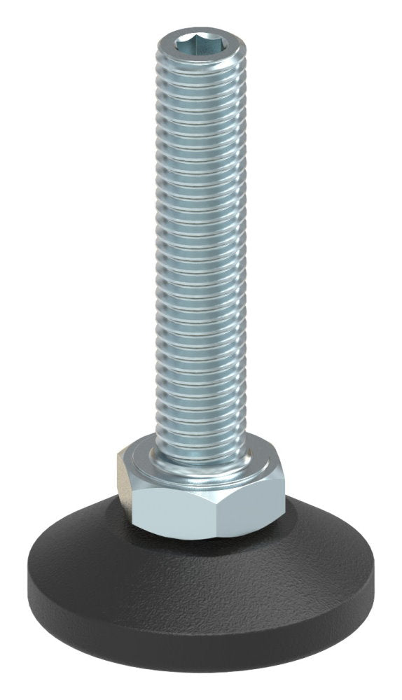 Stellfuß aus Kunststoff, M10 x 50, mit Justierschraube, mit Fuß ø 38mm
