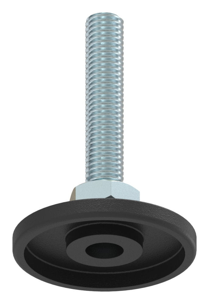 Stellfuß aus Kunststoff, M10 x 50, mit Justierschraube, mit Fuß ø 48mm