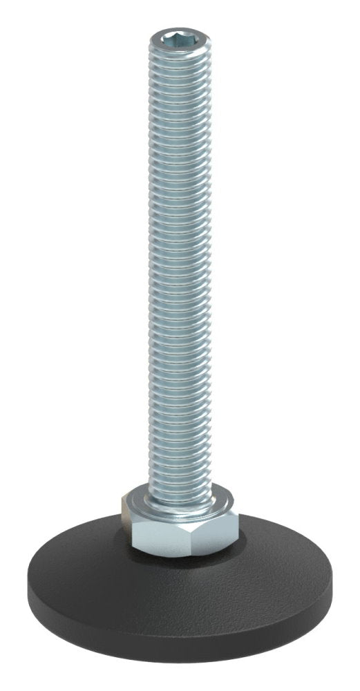 Stellfuß aus Kunststoff, M10 x 80, mit Justierschraube, mit Fuß ø 48mm