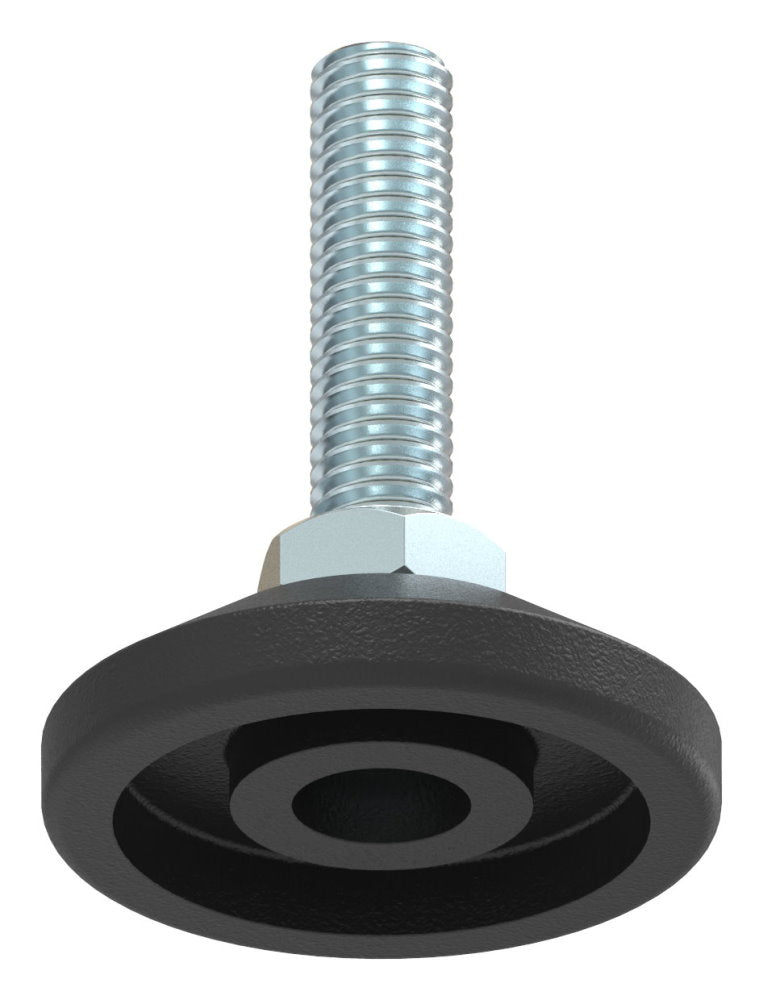 Stellfuß aus Kunststoff, M8 x 30, mit Justierschraube, mit Fuß ø 38mm