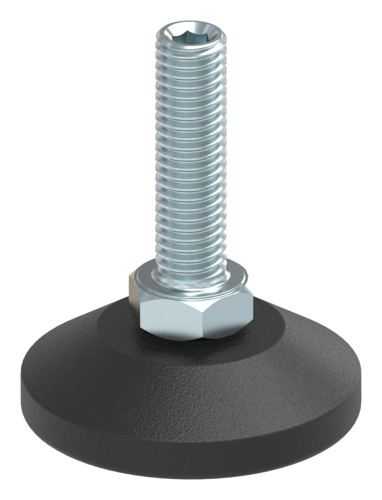 Stellfuß aus Kunststoff, M8 x 30, mit Justierschraube, mit Fuß ø 38mm