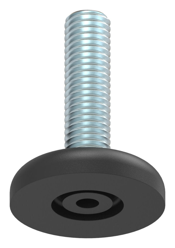 Stellfuß aus Kunststoff, M10 x 37, mit Bodenausgleichschraube, mit Fuß ø 34mm