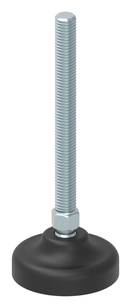 Schwerlast-Maschinenfuß mit Kugelgelenk, M10 x 100, mit Fuß ø 50mm