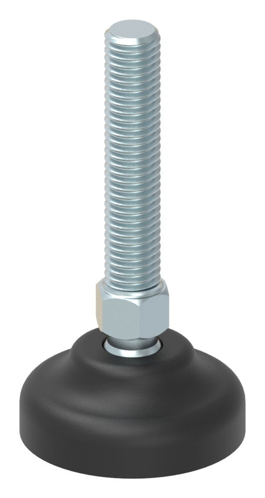 Schwerlast-Maschinenfuß mit Kugelgelenk, M10 x 50, mit Fuß ø 40mm