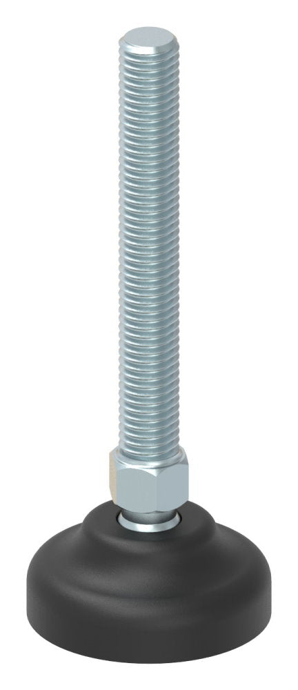 Schwerlast-Maschinenfuß mit Kugelgelenk, M10 x 75, mit Fuß ø 40mm