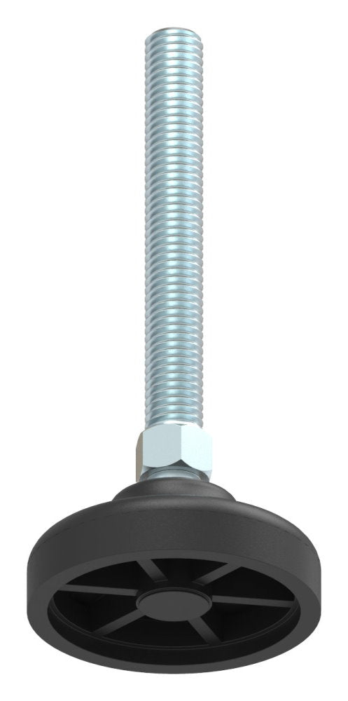 Schwerlast-Maschinenfuß mit Kugelgelenk, M10 x 75, mit Fuß ø 50mm