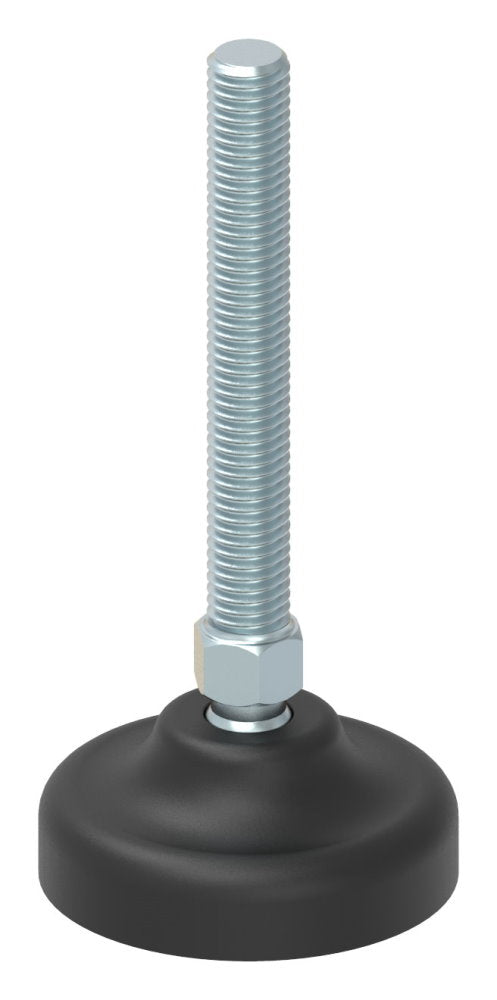 Schwerlast-Maschinenfuß mit Kugelgelenk, M10 x 75, mit Fuß ø 50mm