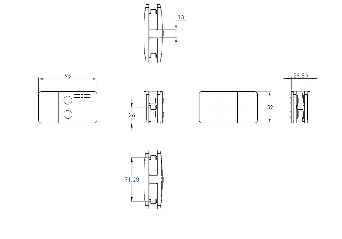 Glasverbindungsklemme Modell 24 (Gerade), für Glasstärke 1,5 - 12,76mm