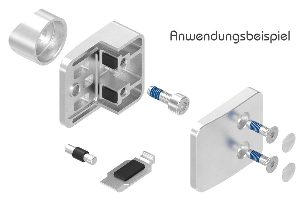 Sichtschutzklemme Modell 26 (Endklemme), Glas einseitig, flacher Anschluss, für Glasstärke 1,5 - 12,76mm