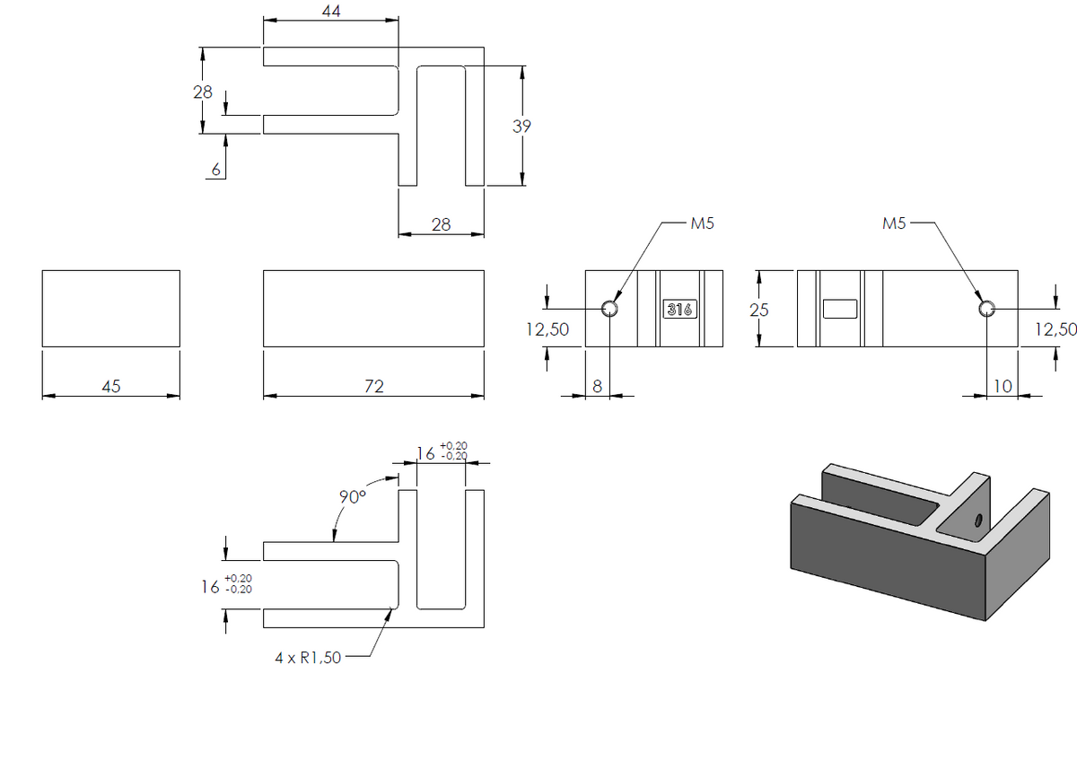 Glasverbinder 90°, für Glas 12,00 - 12,76mm, V4A