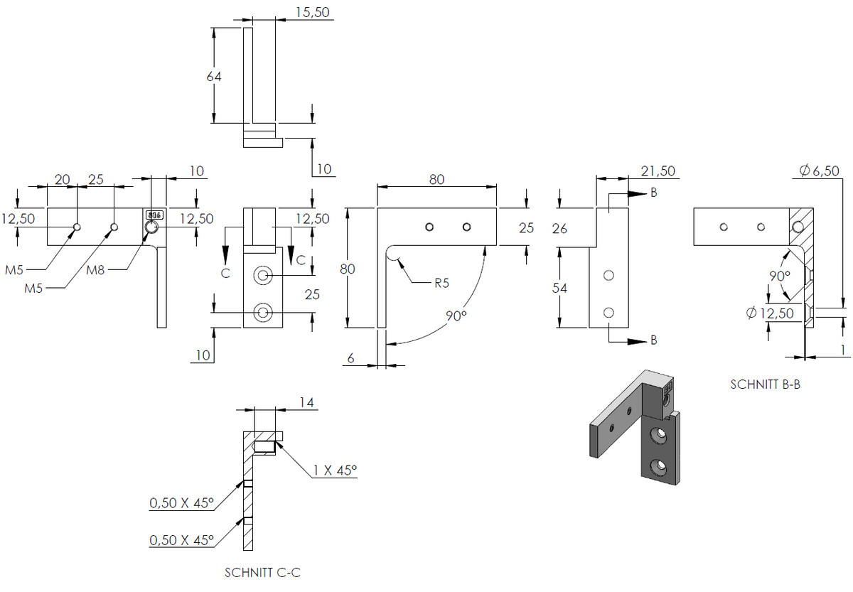 Glasverbinder für Wandmontage, für Glas 12,00 - 12,76mm, V4A