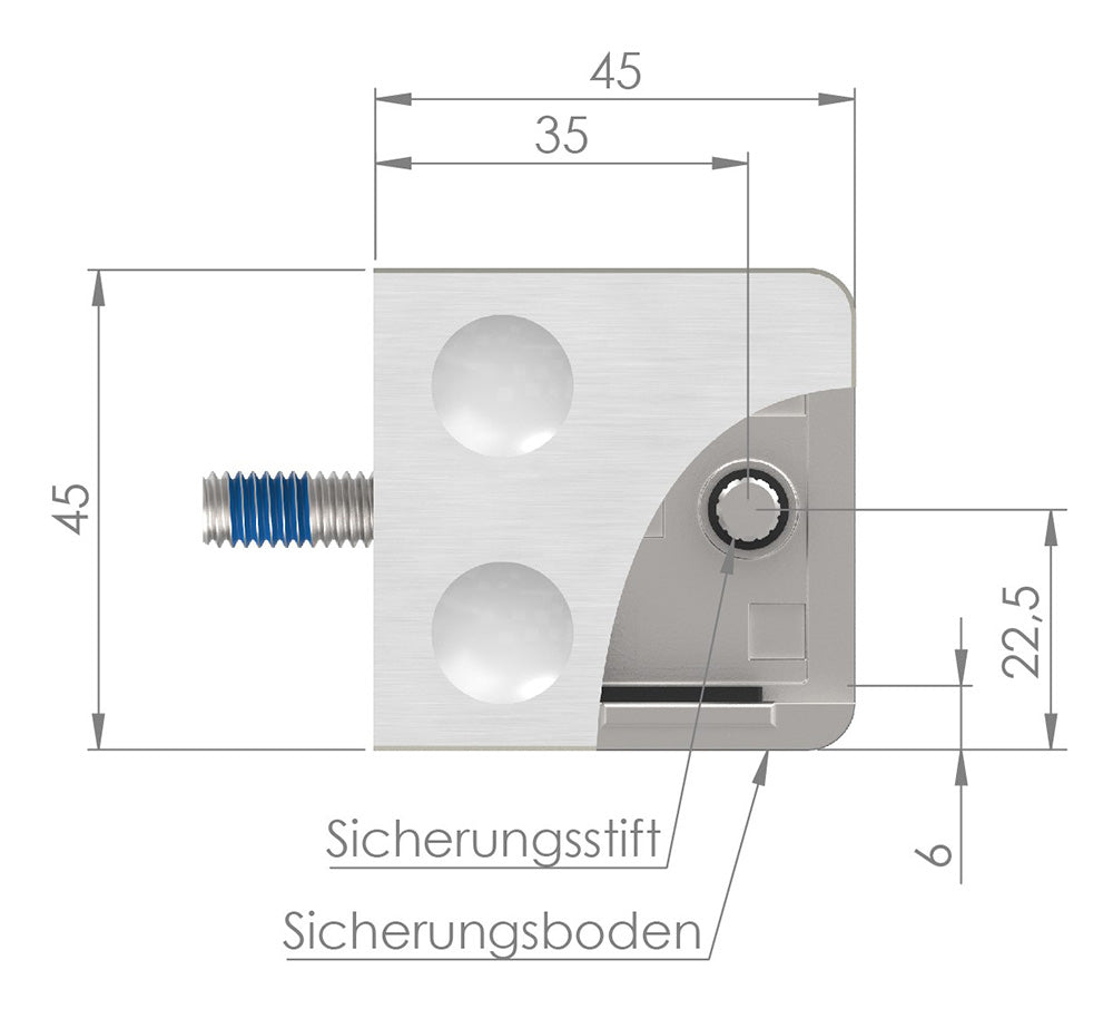 Glasklemme Modell 31, Anschluss für ø 33,7mm Rohr, für Glasstärke 1,5 - 10,76mm
