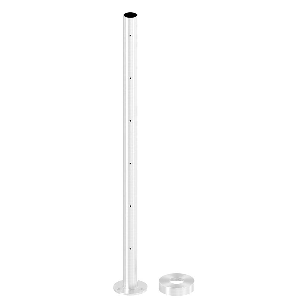 Edelstahlpfosten zur Bodenmontage 42,4mm, L= 880mm mit 6x Gewinde für Stabhalter