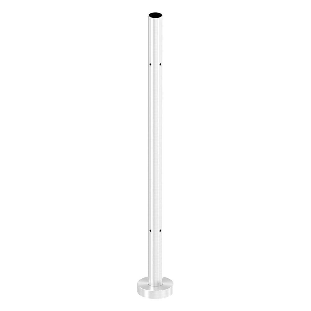 Edelstahlpfosten "Eckpfosten" zur Bodenmontage 42,4mm, L= 880mm mit 4x Gewinde für Glasklemme nach Wahl