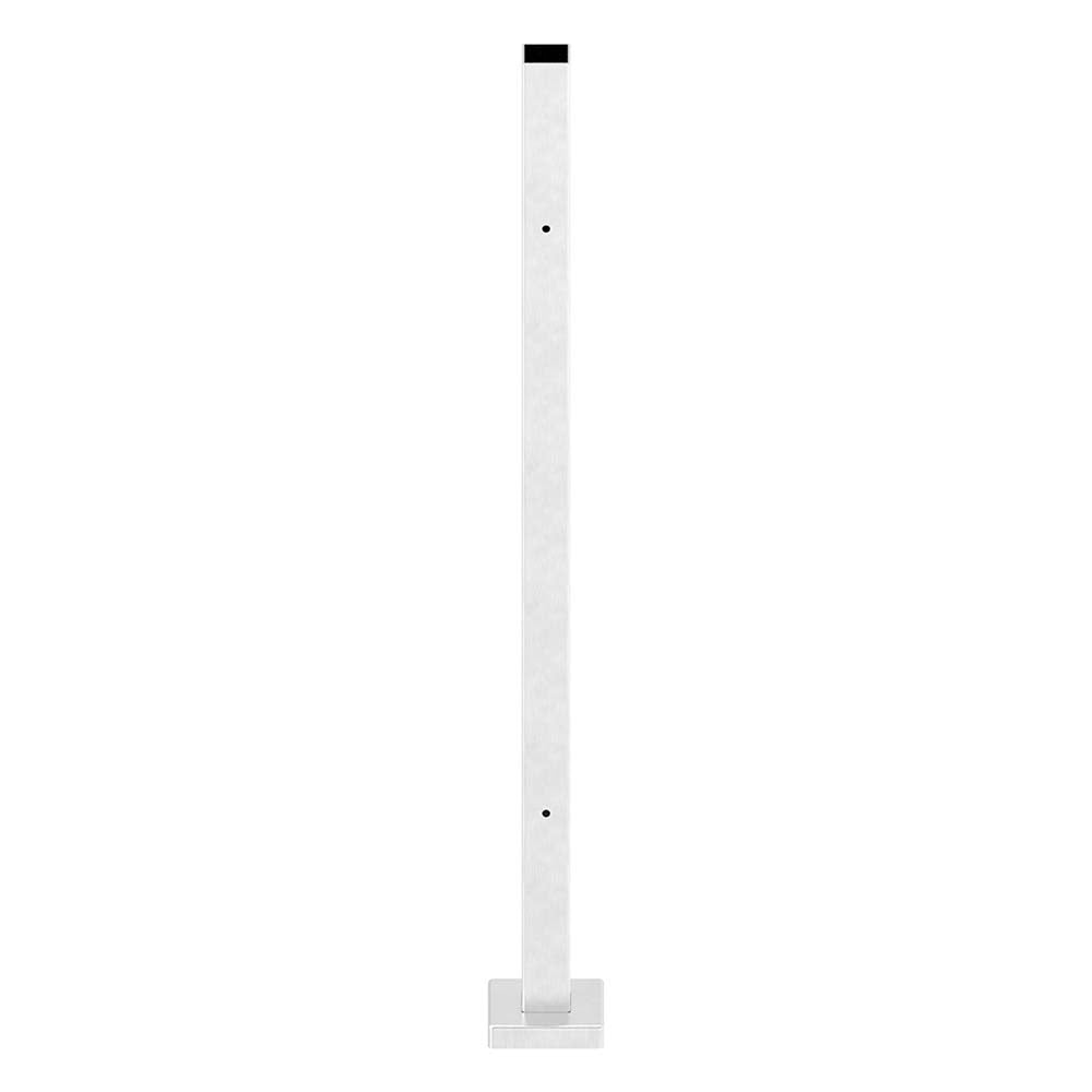Vierkantpfosten "Endpfosten" zur Bodenmontage 40 x 40mm, L= 880mm mit 2x Gewinde für Glasklemme nach Wahl